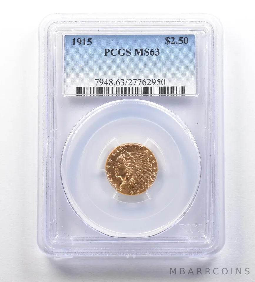1915 $2.50 Indian Head Gold Quarter Eagle MS63 PCGS *1023