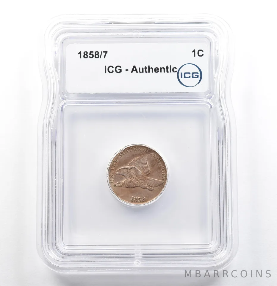 1858/7 Indian Head Cent Authentic ICG *6834