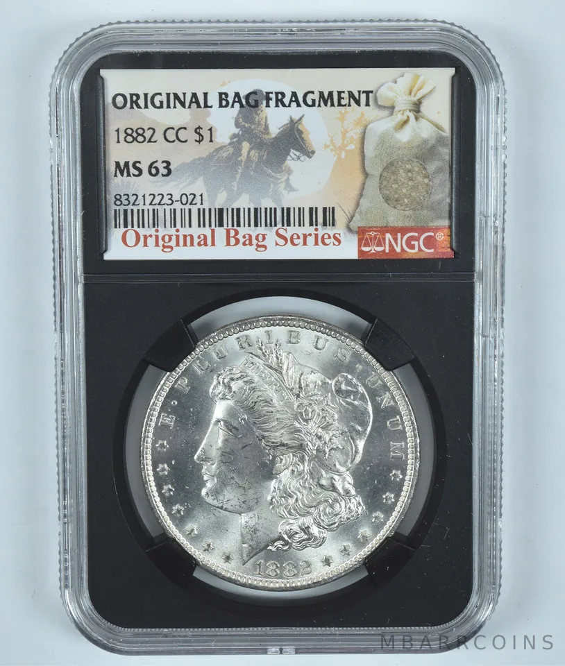 1882-CC Morgan Silver Dollar Original Bag Fragment MS63 NGC Red Label
