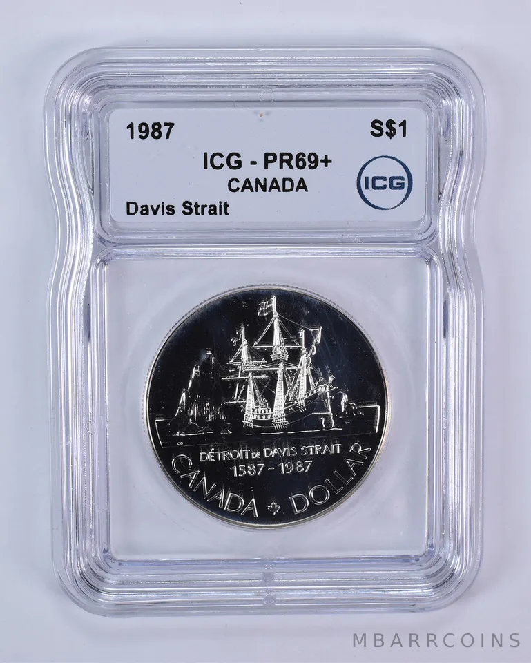1987 Canada 1 Dollar Silver Davis Strait PR69+ ICG