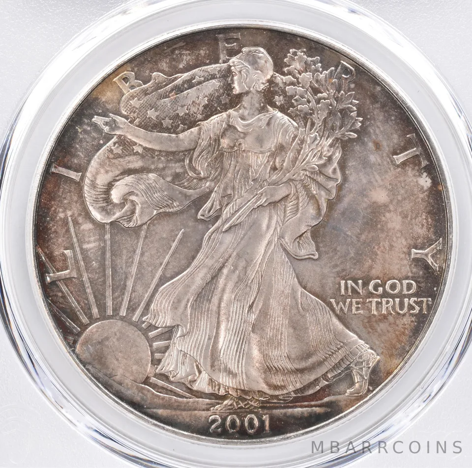 2001 American Silver Eagle MS67 PCGS Beautiful Tone *1373