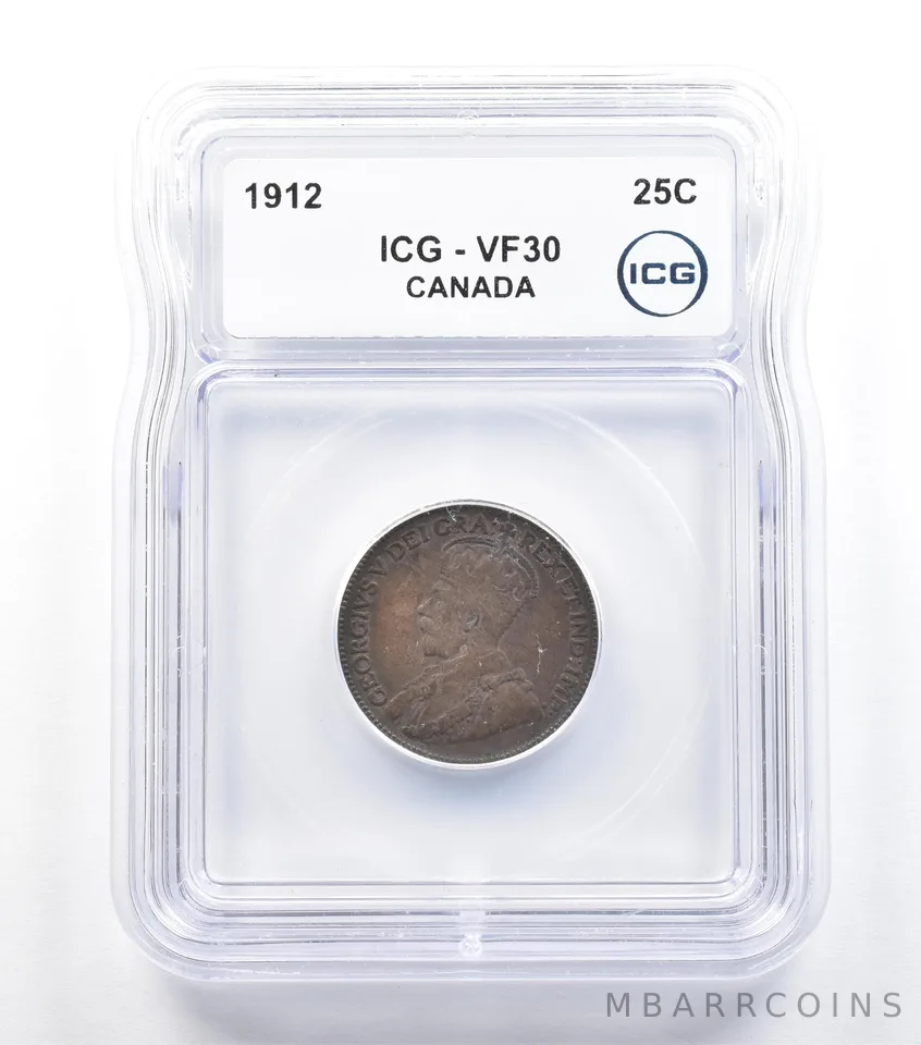 1912 Canada 25 Cents VF30 ICG *5699