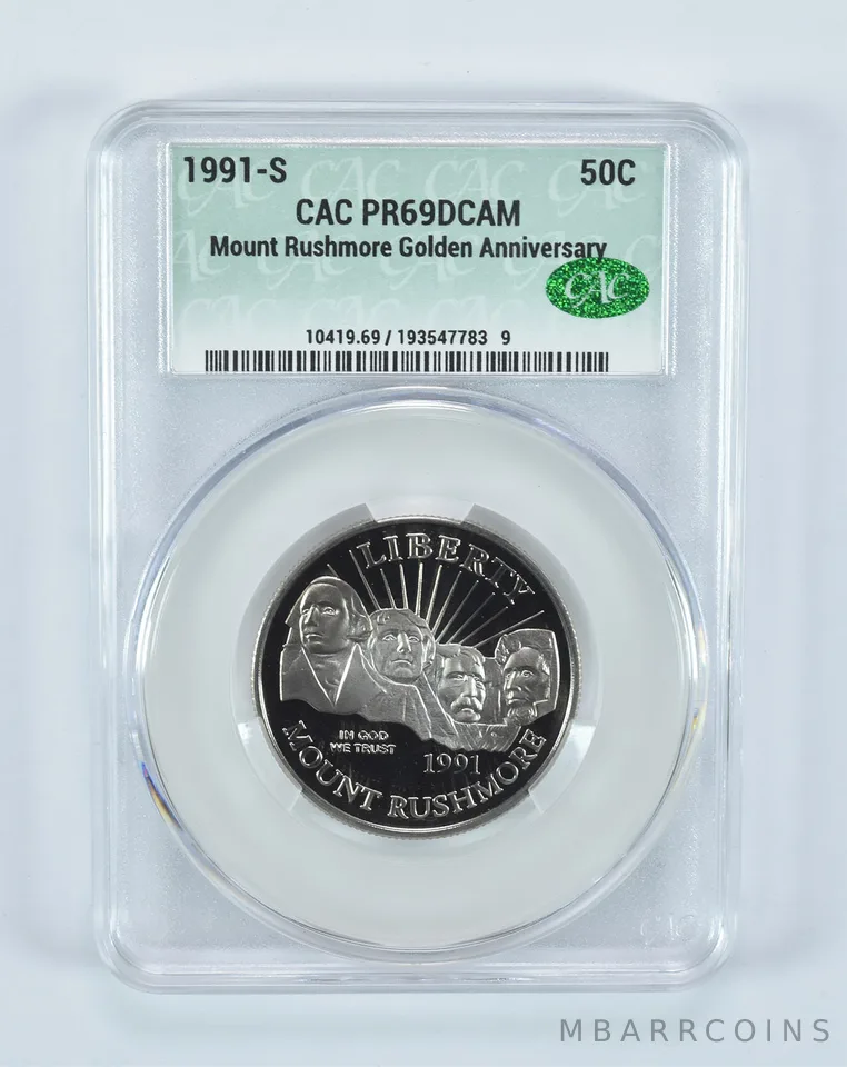 1991-S Mount Rushmore Commemorative Half Dollar PR69 DCAM CAC CACg