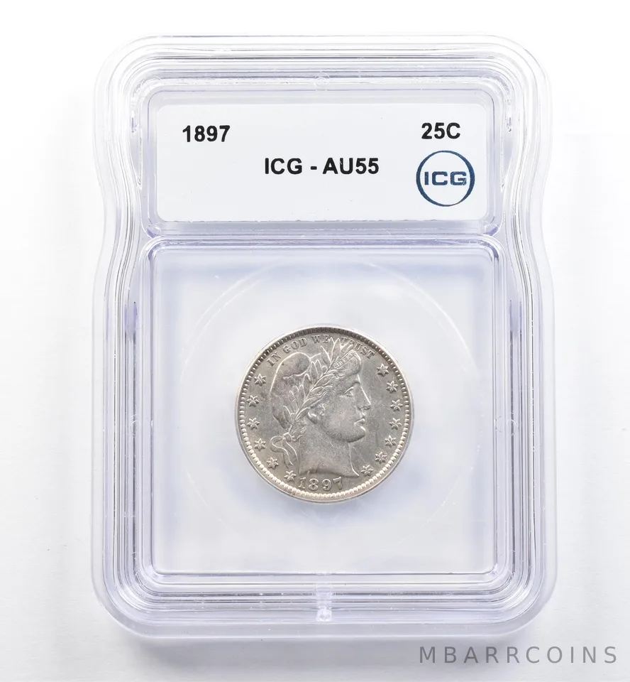 1897 Barber Quarter AU55 ICG *0157