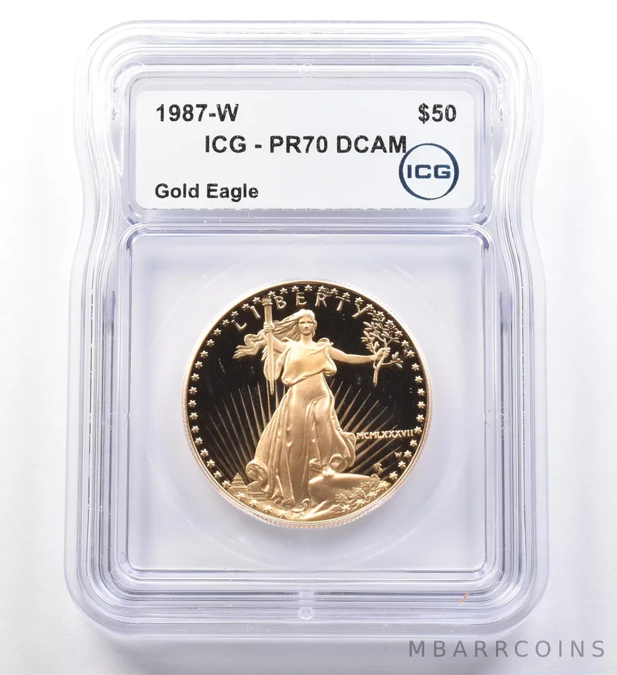 1987-W $50 American Gold Eagle 1 Oz Gold PR70 DCAM ICG