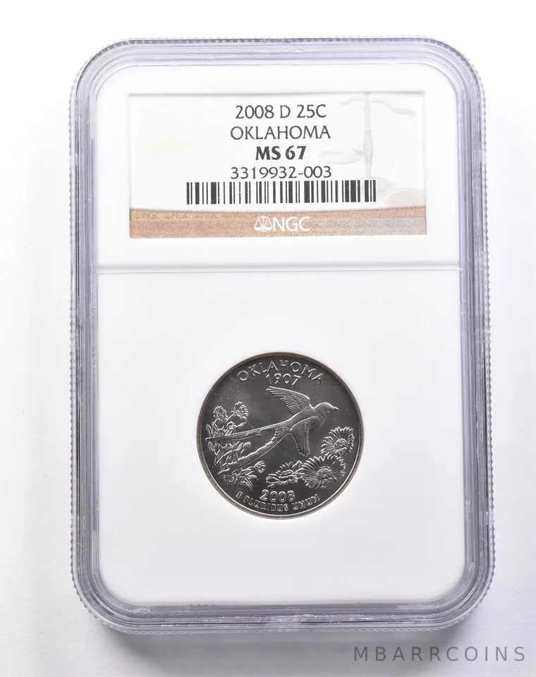 MS67 2008-D Washington State Quarter Oklahoma NGC *6172