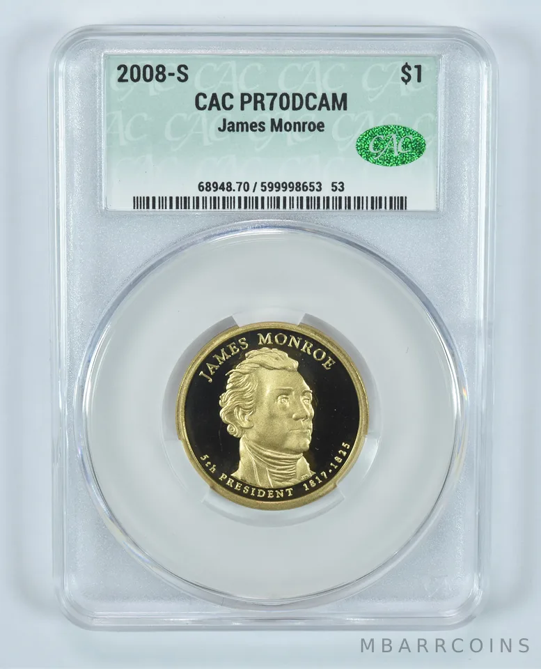 2008-S Presidential $1 James Monroe PR70 DCAM CAC CACg