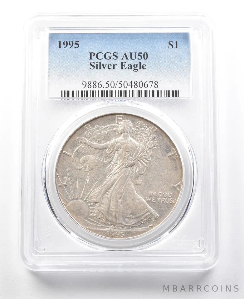 1995 American Silver Eagle AU50 PCGS Lowball *8048