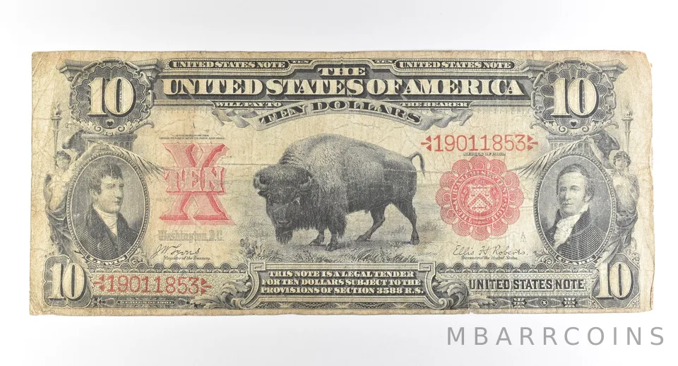 1901 $10 Legal Tender Large Note Red Seal Bison *2778