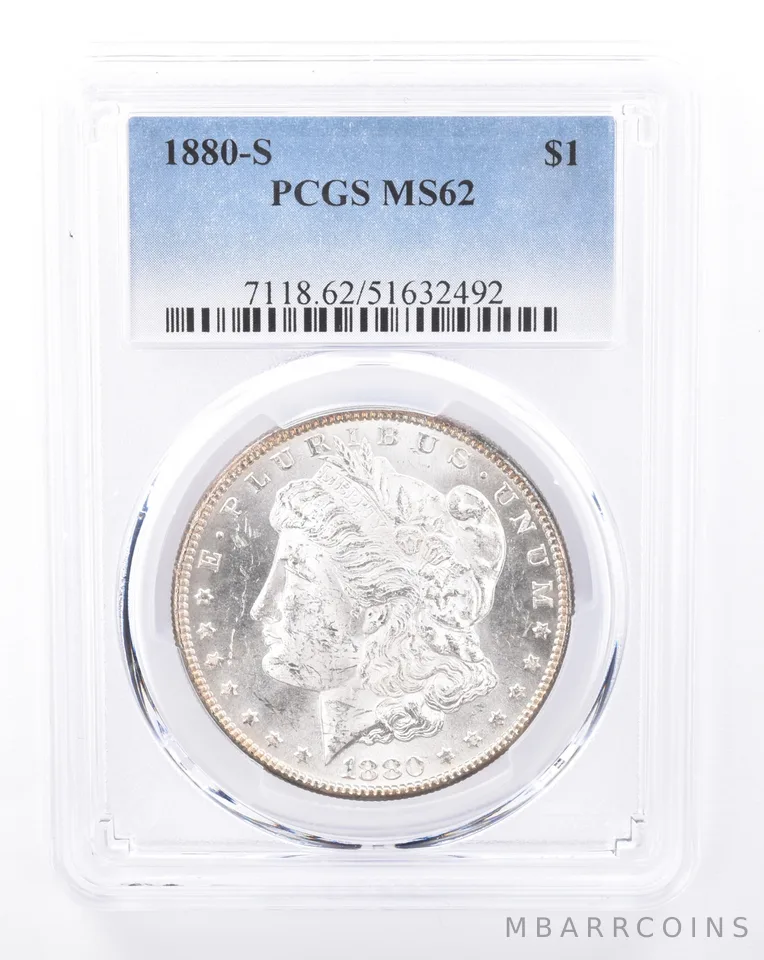 1880-S Morgan Silver Dollar MS62 PCGS Beautiful Tone Reverse *9433