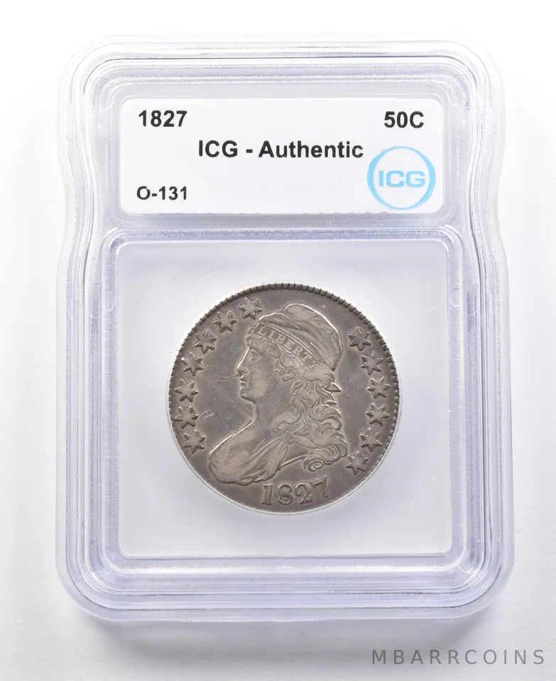 1827 Capped Bust Half Dollar O-131 Authentic ICG *3016
