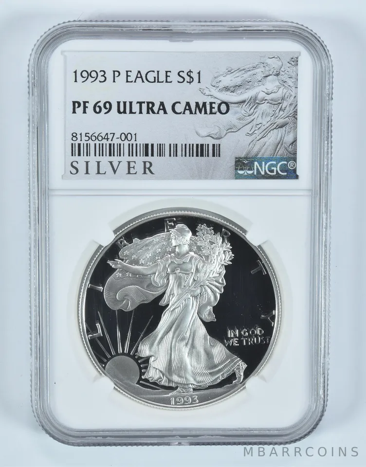 1993-P American Silver Eagle PF69 UCAM NGC Silver Label