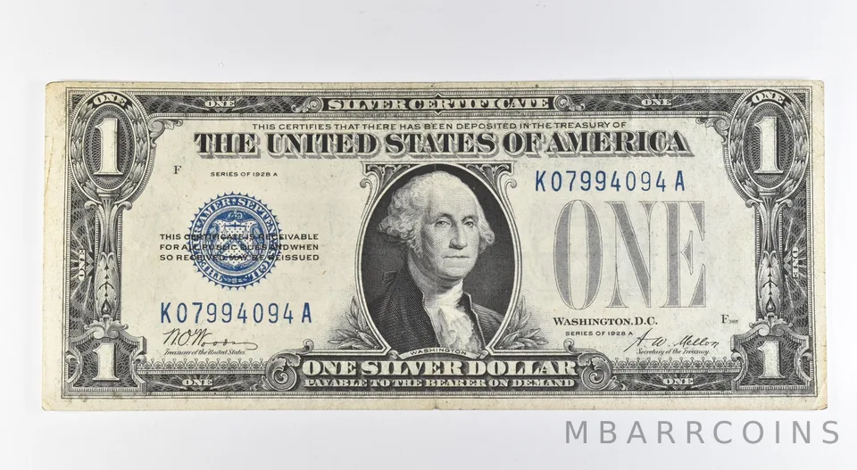 1928 A $1 Silver Certificate Blue Seal Fr#1601 *0392
