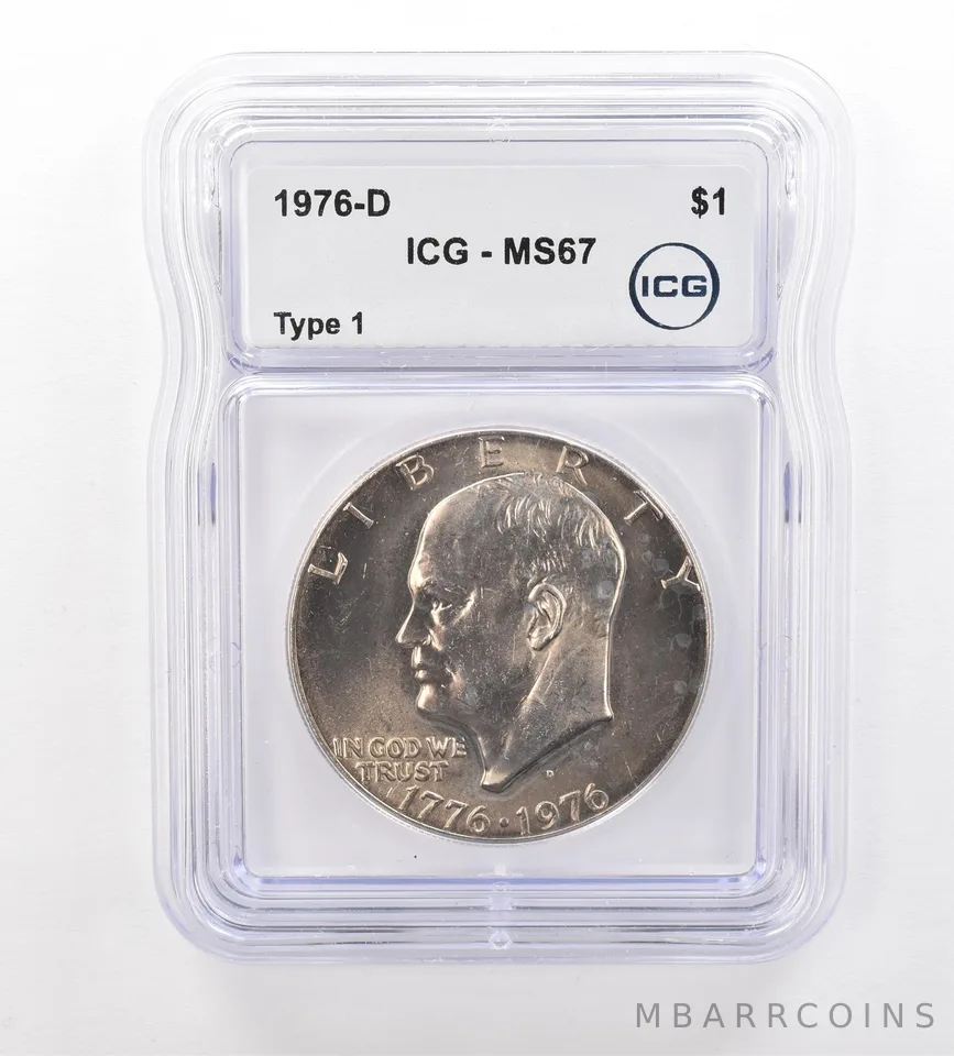 1976-D Eisenhower $1 Type 1 MS67 ICG Beautiful Tone *7530