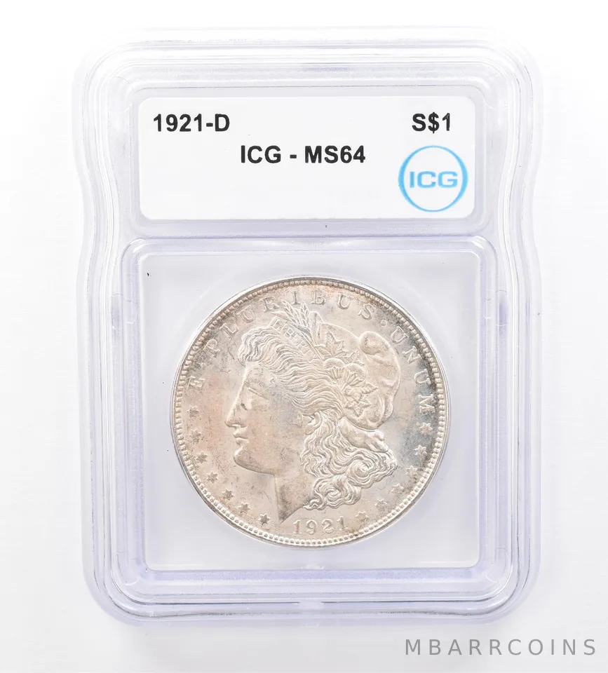 1921-D Morgan Silver Dollar MS64 ICG Beautiful Tone *1641