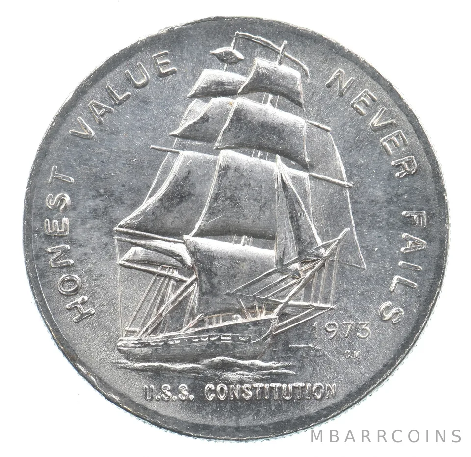 VINTAGE Art Bar/Round 1973 Constitution Mint Value Never Fail Silver 1 T Oz *158