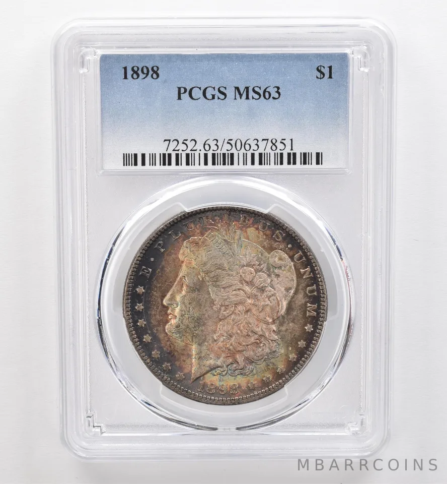 1898 Morgan Silver Dollar MS63 PCGS Beautiful Tone *9555
