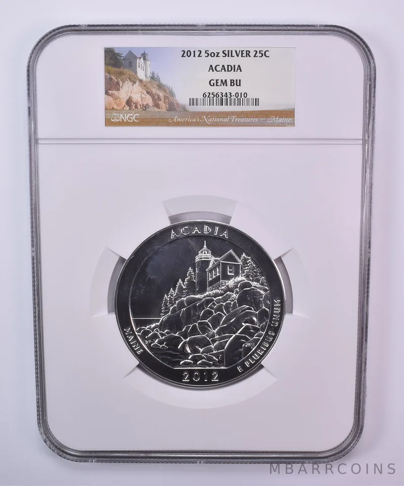 2012 5 Oz Silver Quarter ATB America The Beautiful Acadia Gem BU NGC