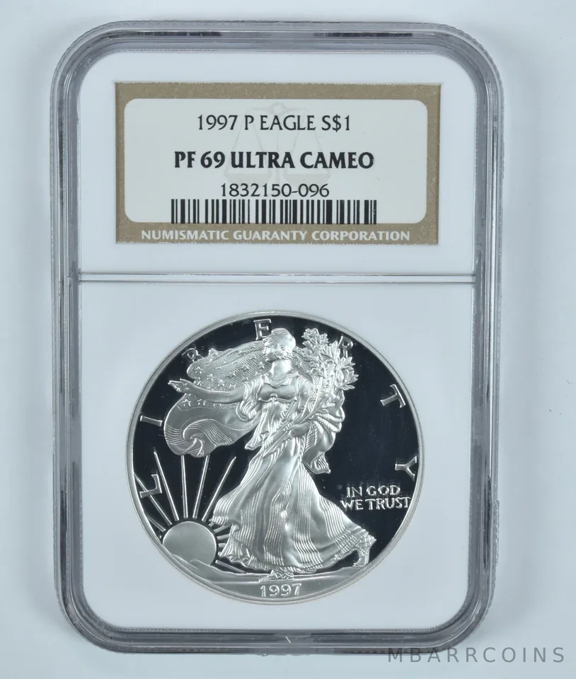 1997-P American Silver Eagle PF69 UCAM NGC Brown Label