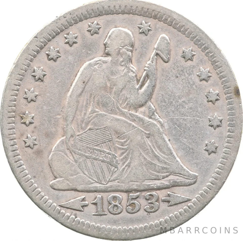 1853 Seated Liberty Quarter Arrows *7622