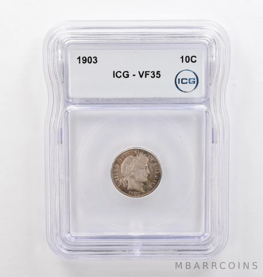 1903 Barber Dime VF35 ICG Beautiful Tone *9771