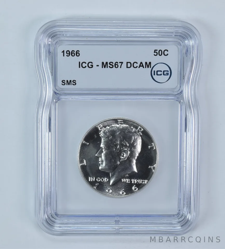 1966 Kennedy Half Dollar SMS MS67 DCAM ICG
