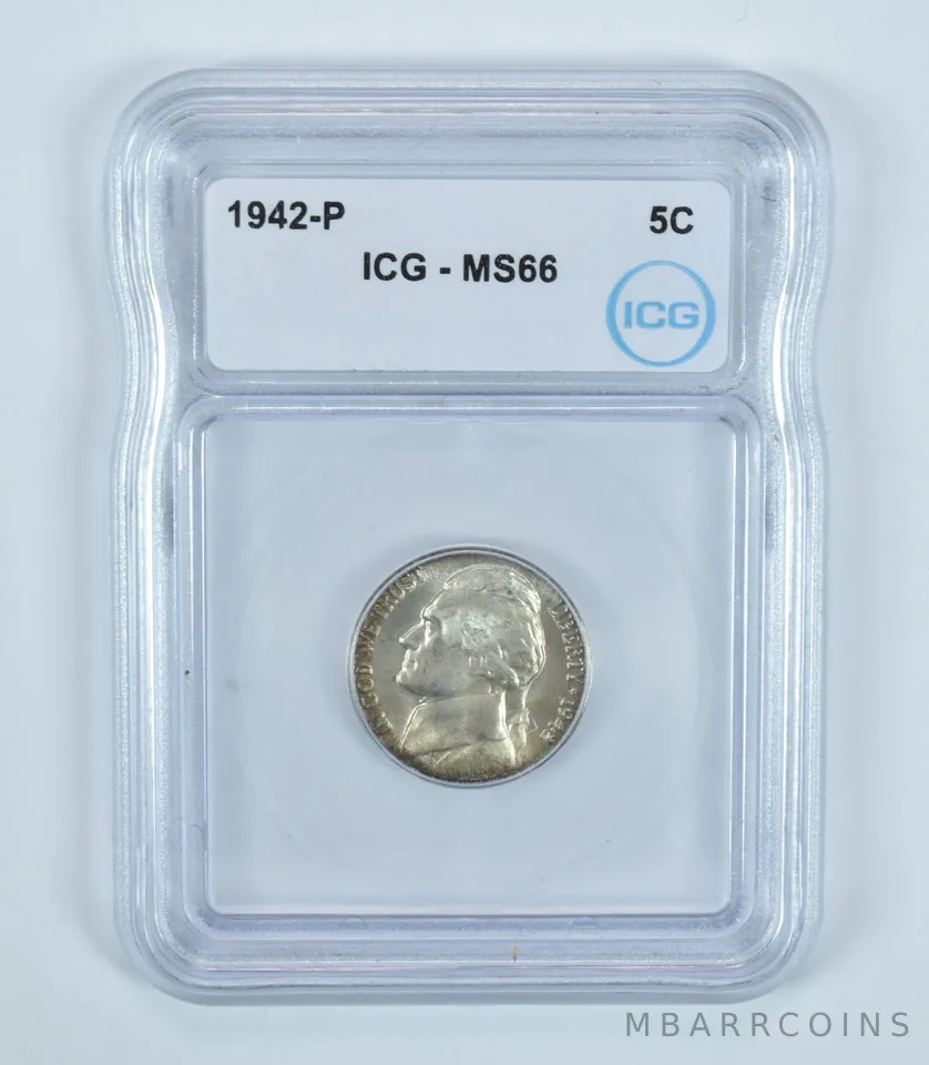 1942-P Jefferson Nickel SILVER MS66 ICG (WTN Wartime)