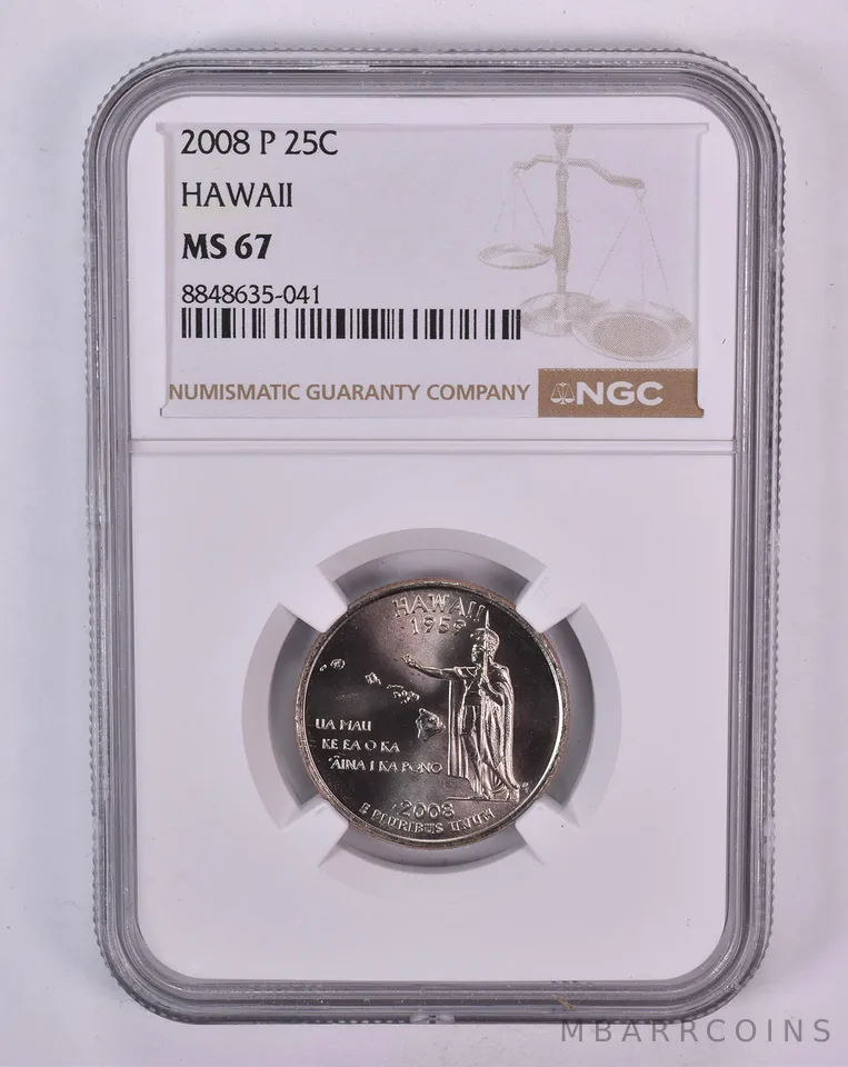 2008-P Washington State Quarter Hawaii MS67 NGC Brown Label