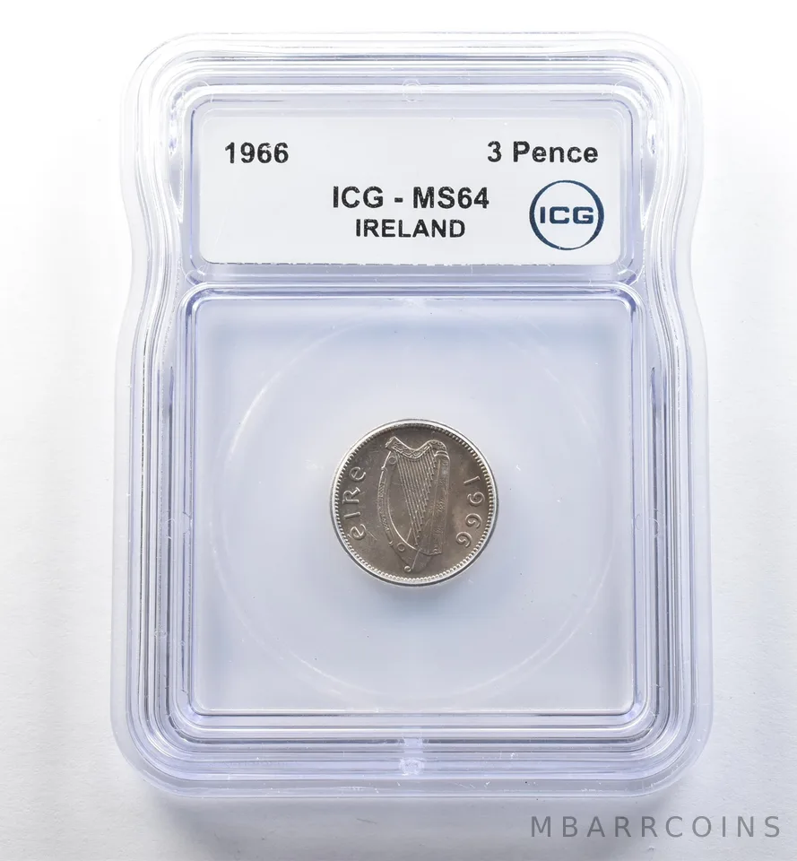 1966 Ireland 3 Pence MS64 ICG *2555