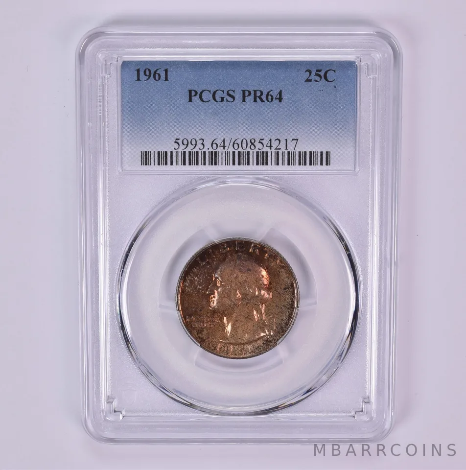 1961 Washington Quarter PR64 PCGS Beautiful Tone *1503