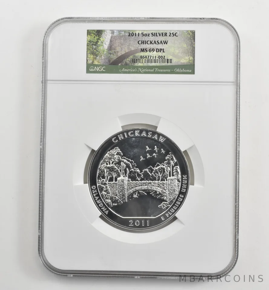 2011 5 Oz Silver Quarter America The Beautiful Chickasaw MS69 DPL NGC *1663