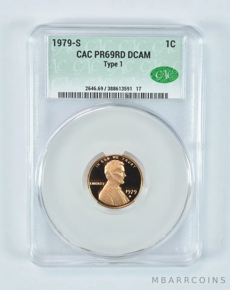 1979-S Lincoln Memorial Cent Type 1 PR69 RD DCAM CAC CACg