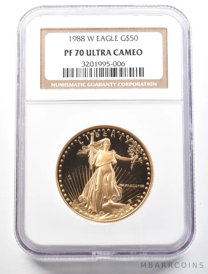 1988-W $50 American Gold Eagle 1 Oz Gold PF70 UCAM NGC