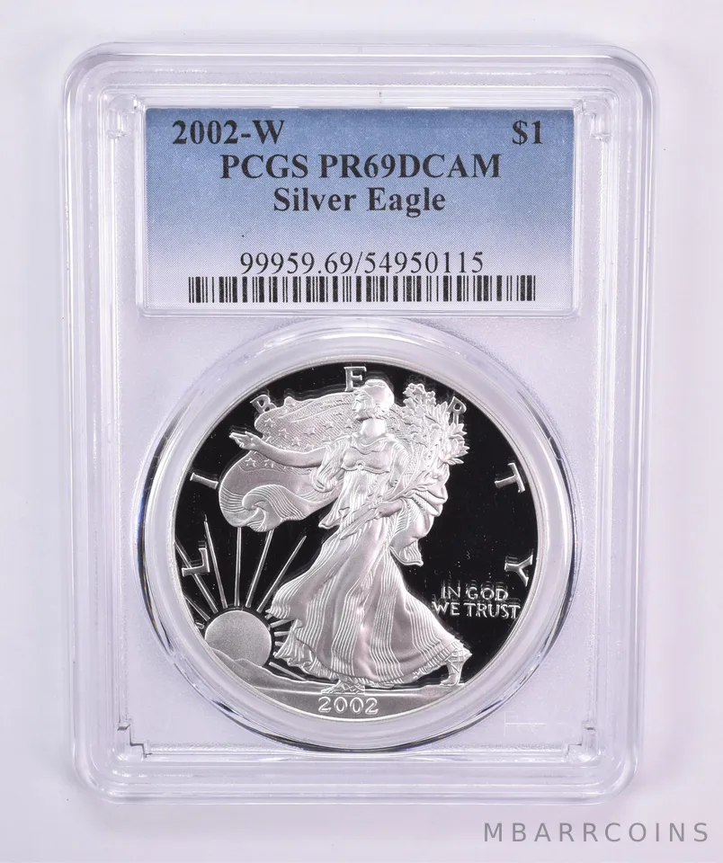 2002-W American Silver Eagle PR69 DCAM PCGS Blue Label