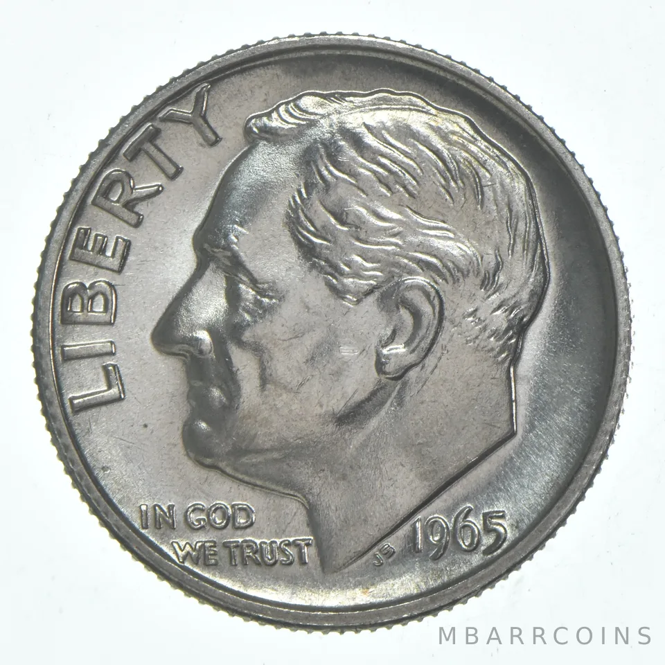 1965 Roosevelt Dime SMS Finish