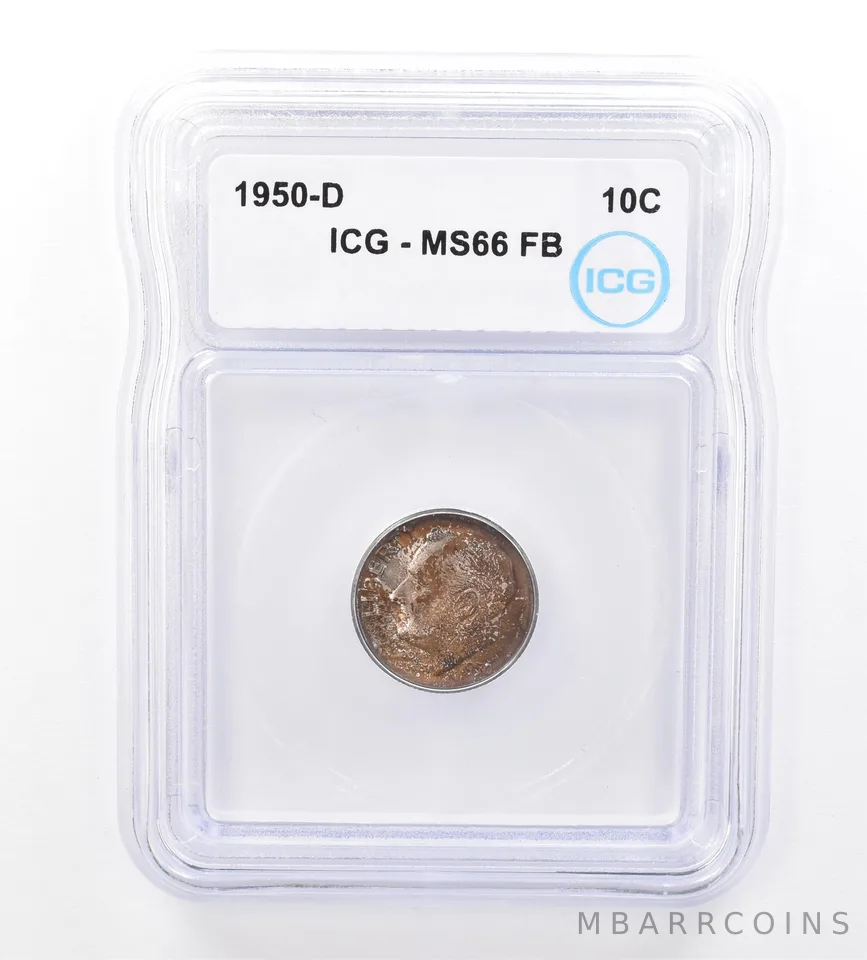 1950-D Roosevelt Dime MS66 FB ICG Beautiful Tone *1606