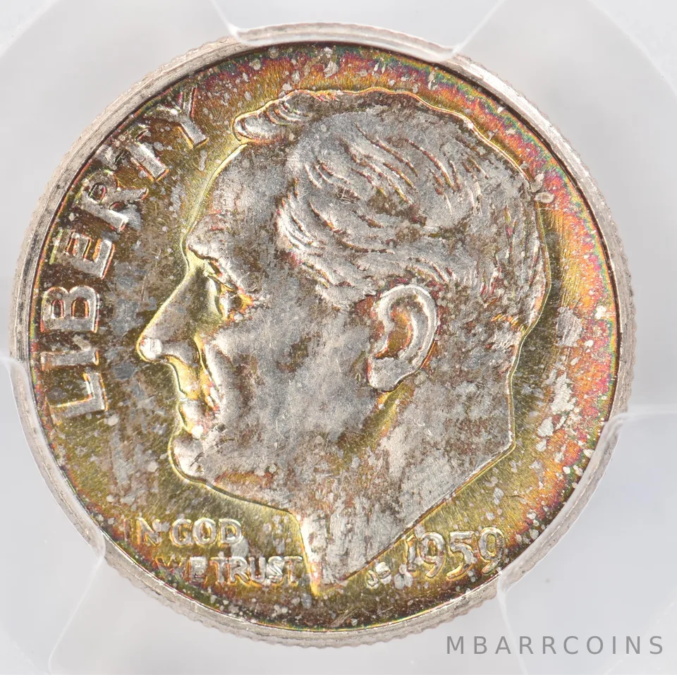 1959 Roosevelt Dime MS63 FB PCGS Beautiful Tone *0904