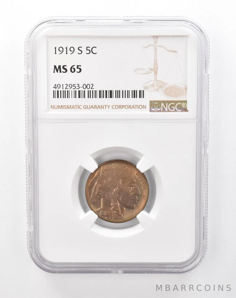 1919-S Indian Head Buffalo Nickel MS65 NGC Beautiful Tone *2652