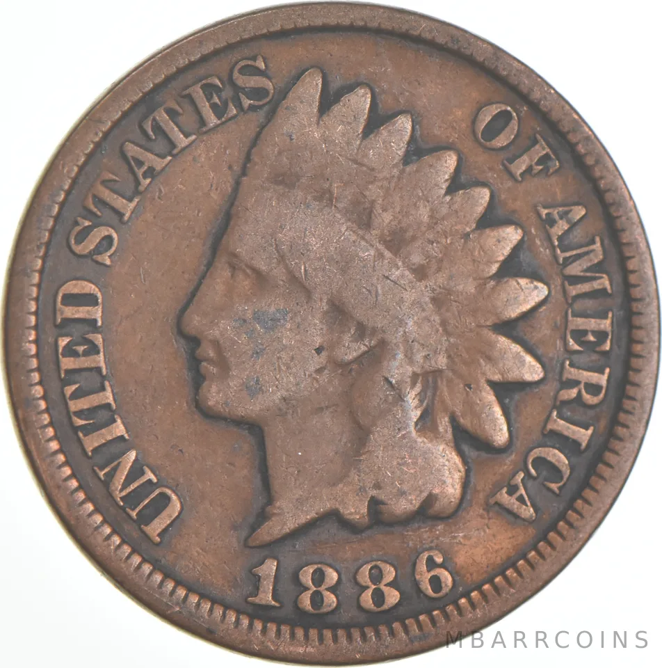 1886 Indian Head Cent AC Average Circ