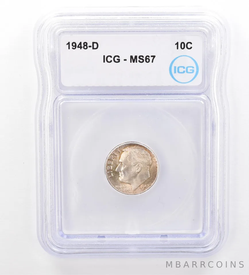 1948-D Roosevelt Dime MS67 ICG Beautiful Tone *7306