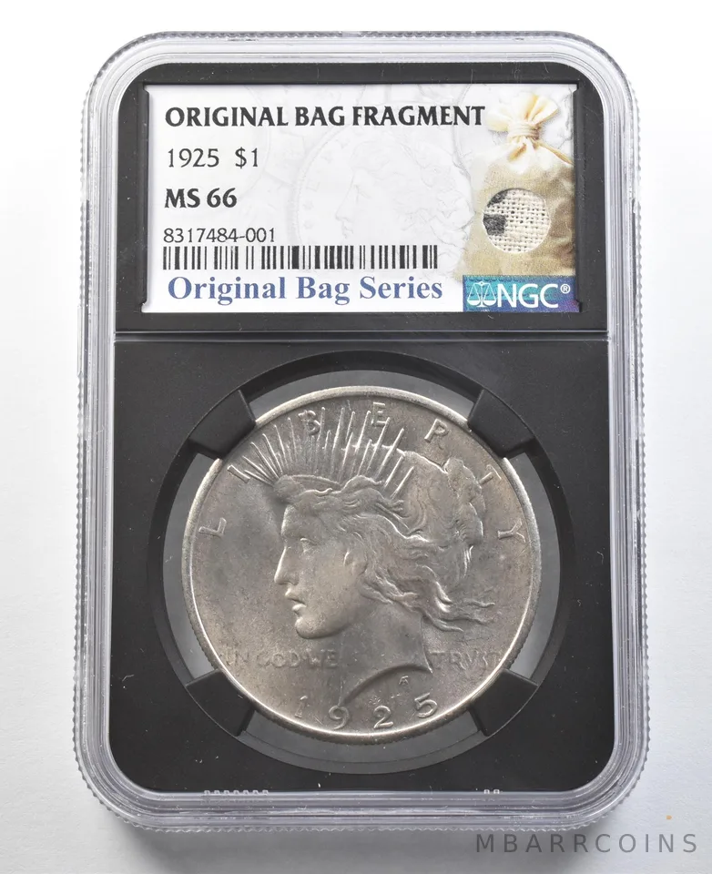 1925 Peace Silver Dollar Original Bag Fragment MS66 NGC *3354