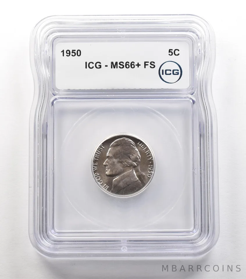 1950-D Jefferson Nickel MS66+ FS ICG *6707