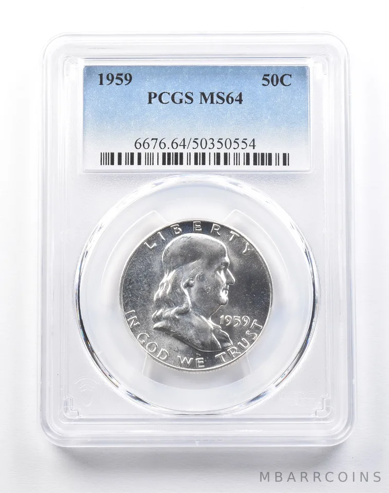1959 Franklin Half Dollar Type 2 Reverse MS64 PCGS a4119