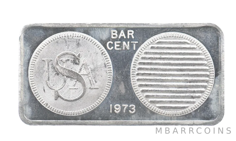 1973 1 Oz Silver Bar Cent Great Lakes Mint a8555