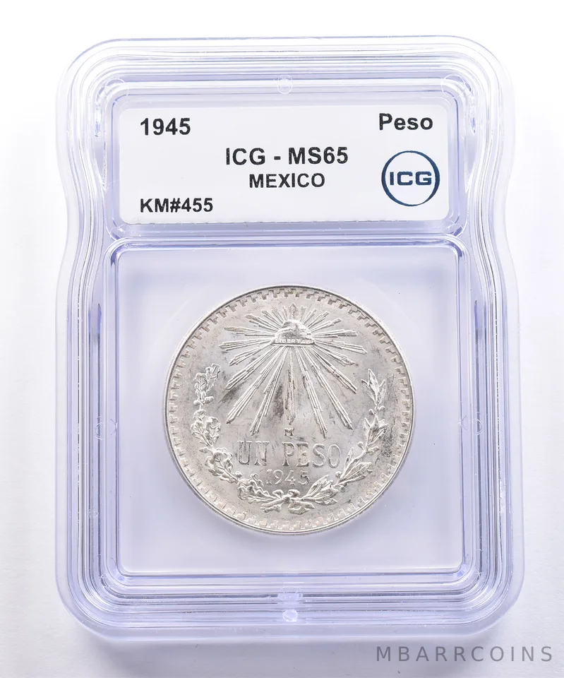 1945 Mexico Peso KM#455 MS65 ICG