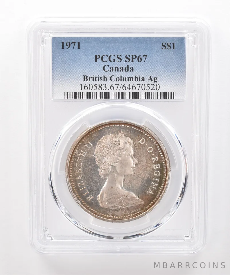 1971 Canada 1 Dollar Silver British Columbia SP67 PCGS Beautiful Tone *1935