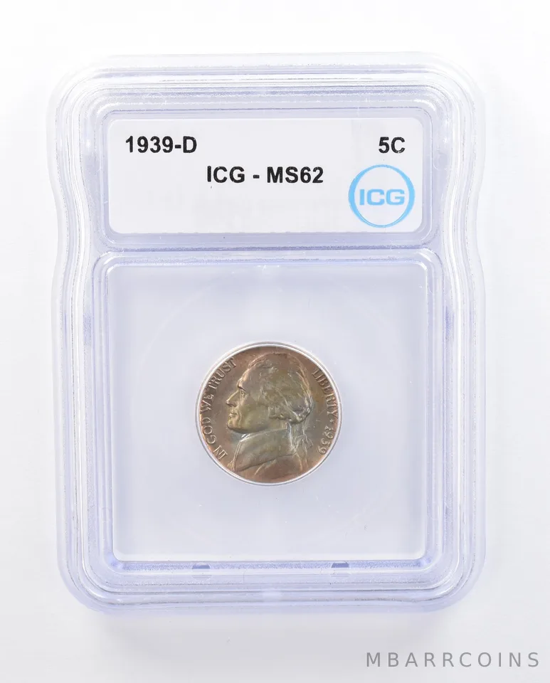 1939-D Jefferson Nickel MS62 ICG Beautiful Tone *4133