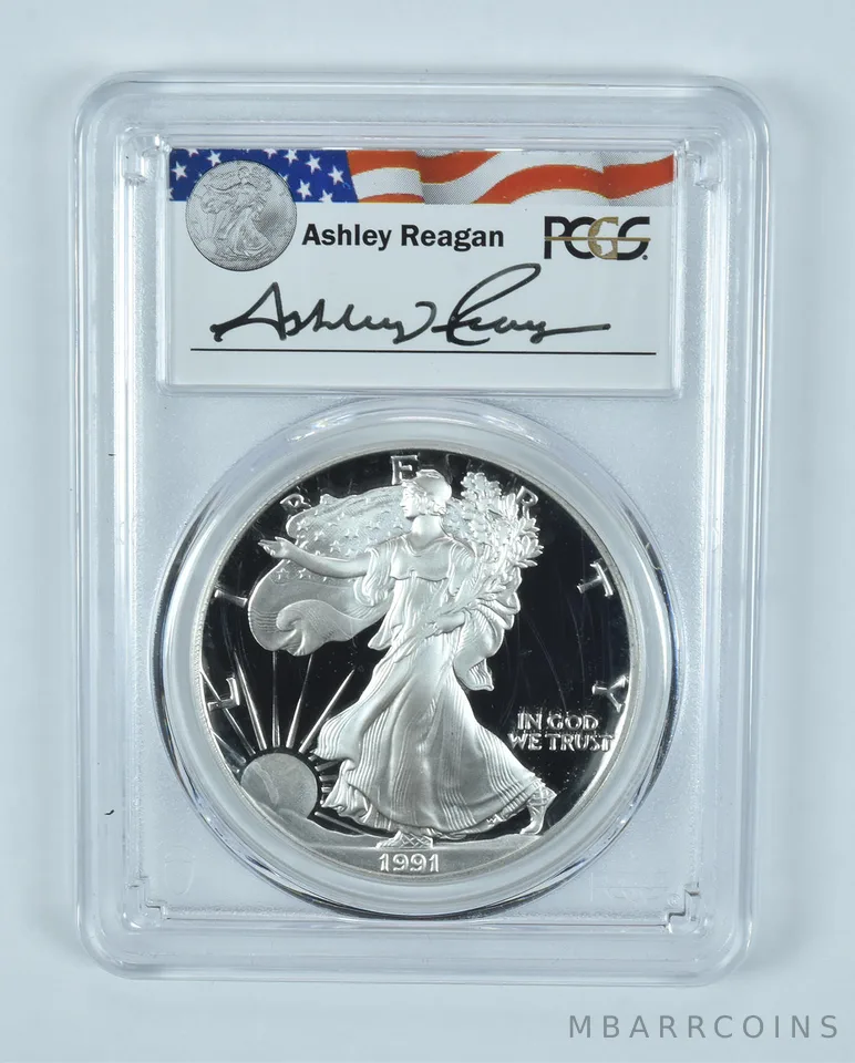 1991-S American Silver Eagle Ashley Reagan Signed PR69 DCAM PCGS