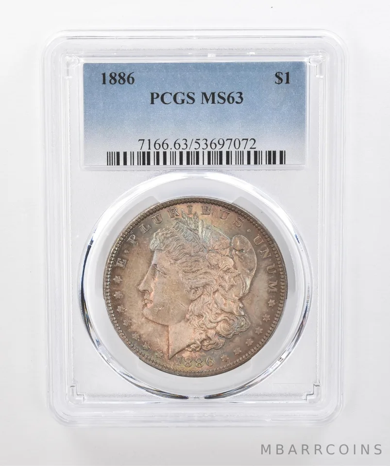 1886 Morgan Silver Dollar MS63 PCGS Beautiful Tone *1485