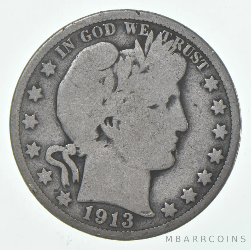 1913 Barber Half Dollar Average Circ 90% Silver